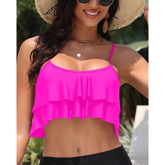 Tempt Me Ruffled Bikini Top Flounce Swimsuit for Women Bathing Suit Top Only - Picture 3 of 6